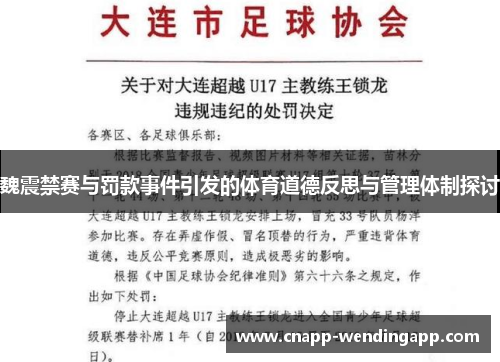 魏震禁赛与罚款事件引发的体育道德反思与管理体制探讨 魏震禁赛与罚款事件引发的体育道德反思与管理体制探讨